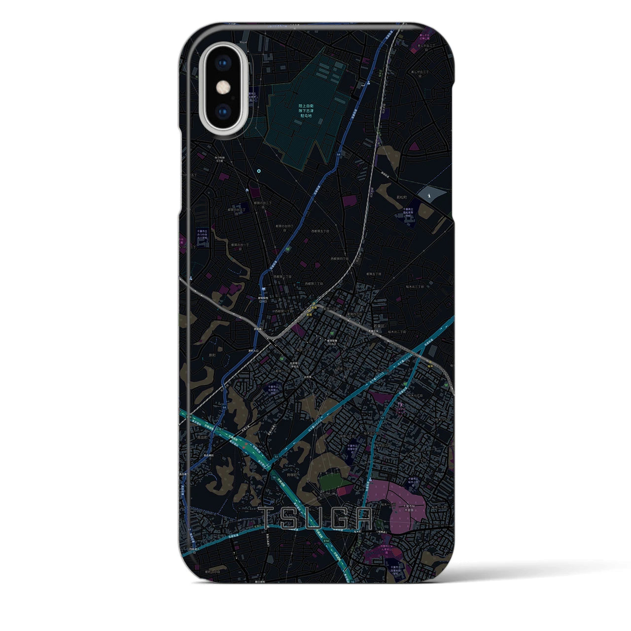【都賀(千葉県)】地図柄iPhoneケース(バックカバータイプ)