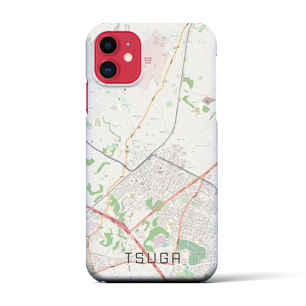 【都賀(千葉県)】地図柄iPhoneケース(バックカバータイプ)