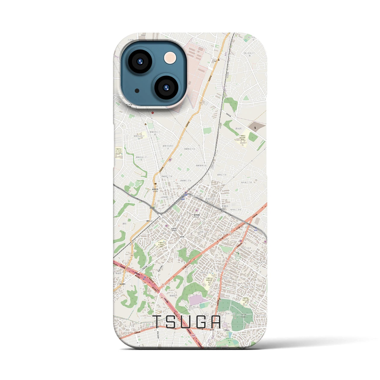 【都賀(千葉県)】地図柄iPhoneケース(バックカバータイプ)