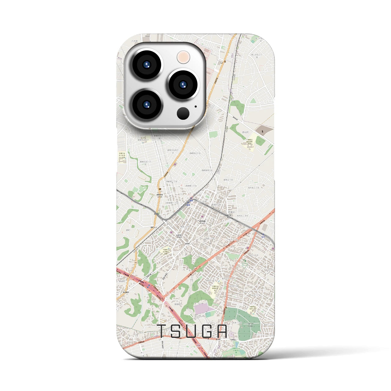 【都賀(千葉県)】地図柄iPhoneケース(バックカバータイプ)