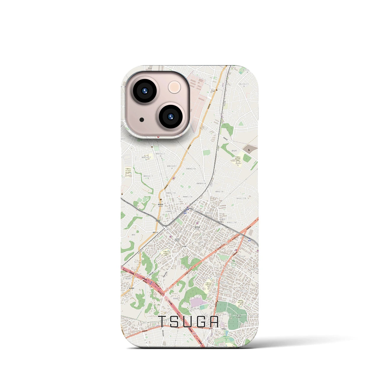 【都賀(千葉県)】地図柄iPhoneケース(バックカバータイプ)