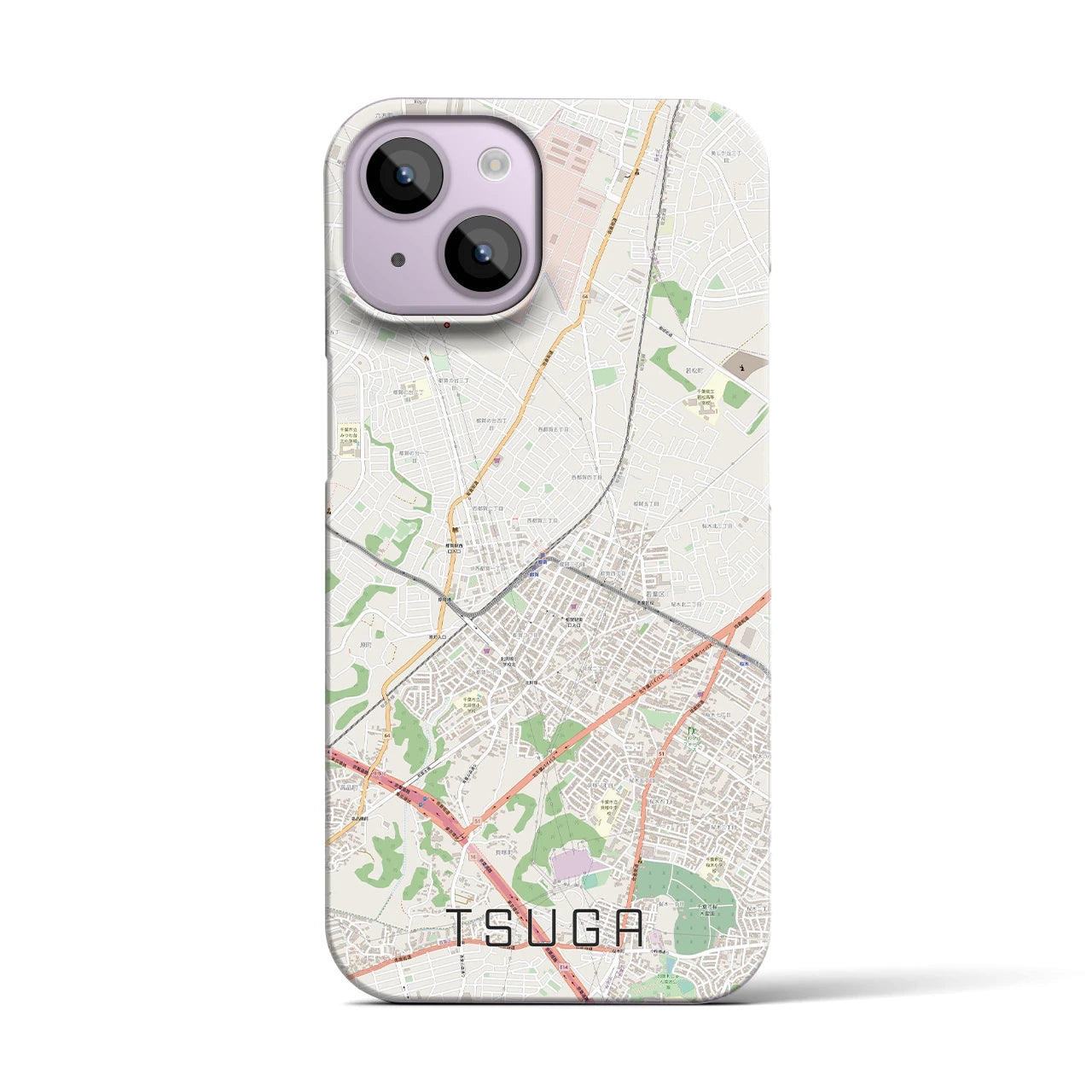 【都賀(千葉県)】地図柄iPhoneケース(バックカバータイプ)