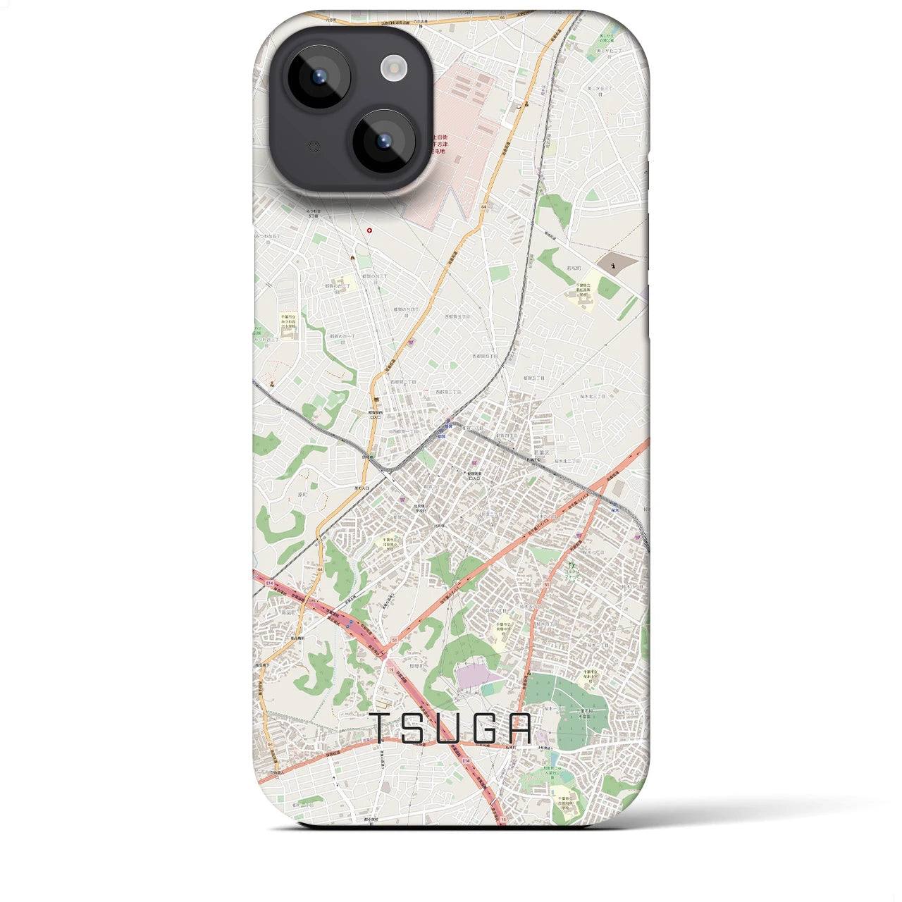 【都賀(千葉県)】地図柄iPhoneケース(バックカバータイプ)