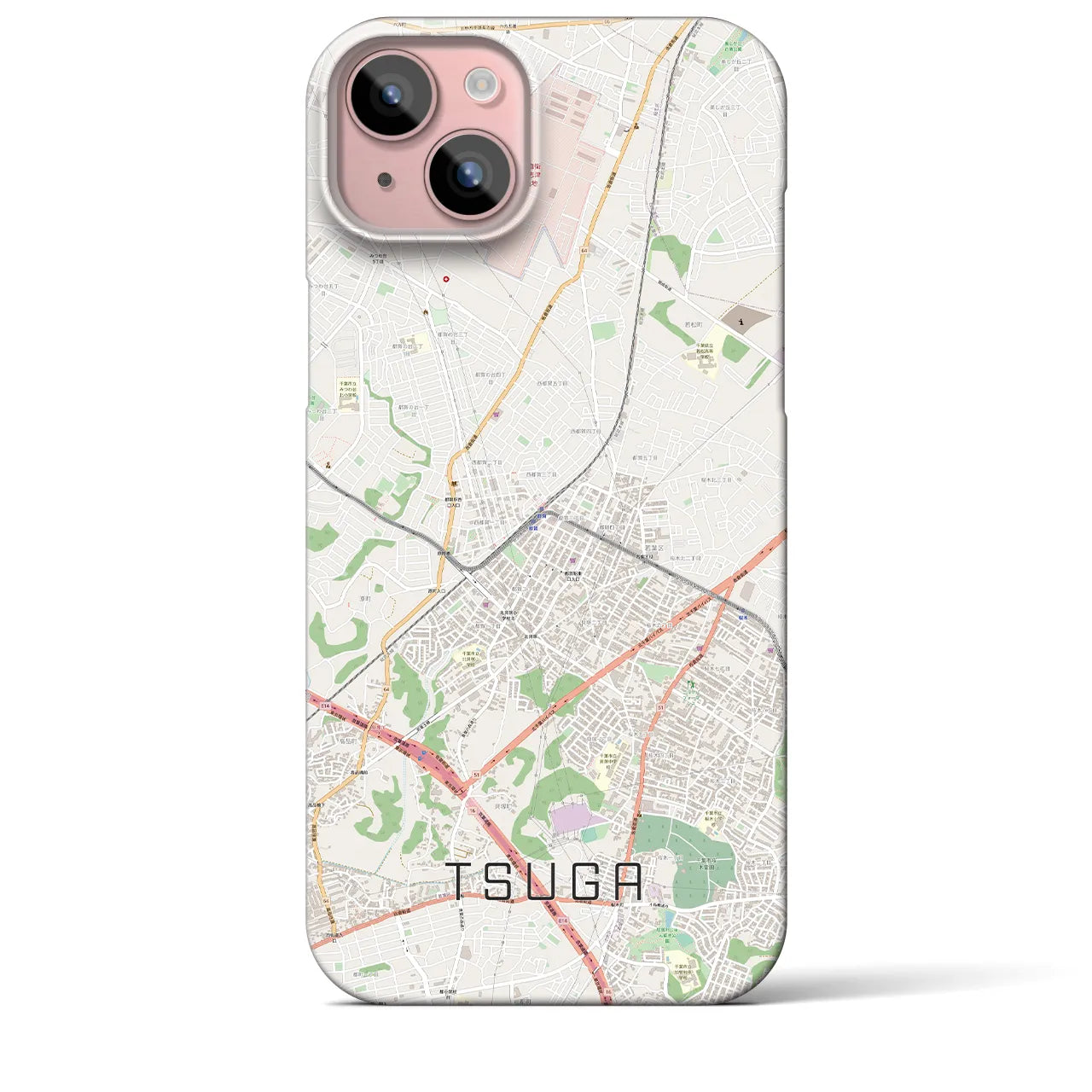 【都賀(千葉県)】地図柄iPhoneケース(バックカバータイプ)