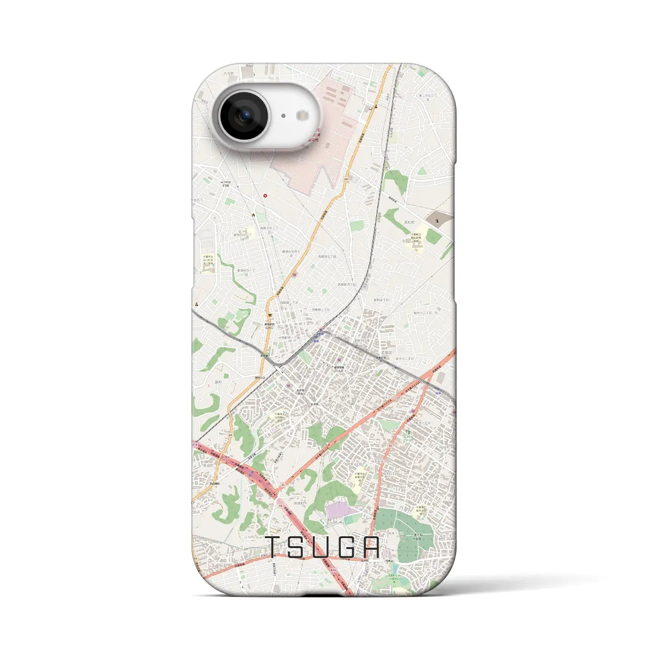 【都賀(千葉県)】地図柄iPhoneケース(バックカバータイプ)