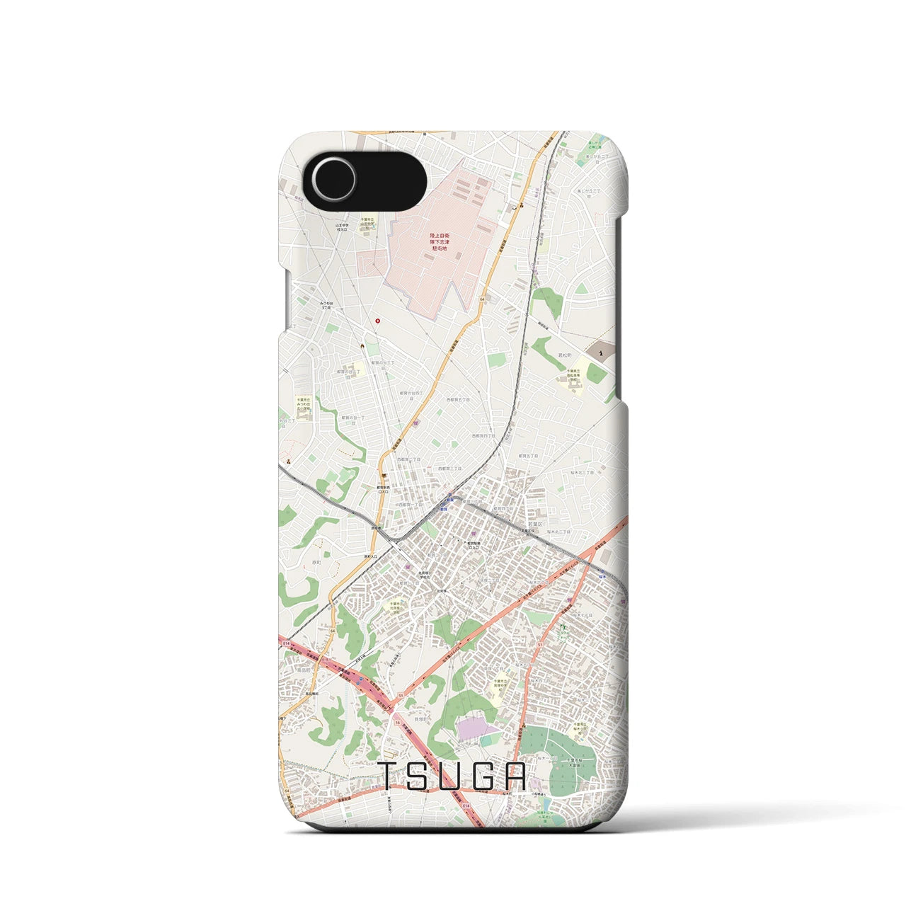 【都賀(千葉県)】地図柄iPhoneケース(バックカバータイプ)