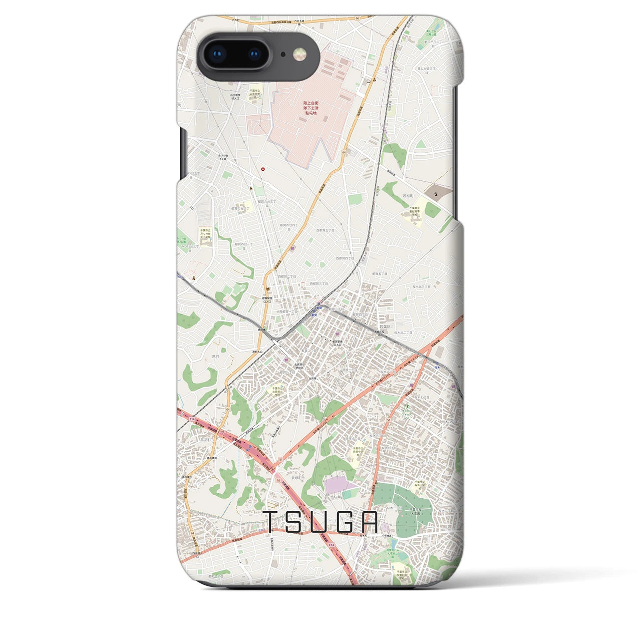【都賀(千葉県)】地図柄iPhoneケース(バックカバータイプ)
