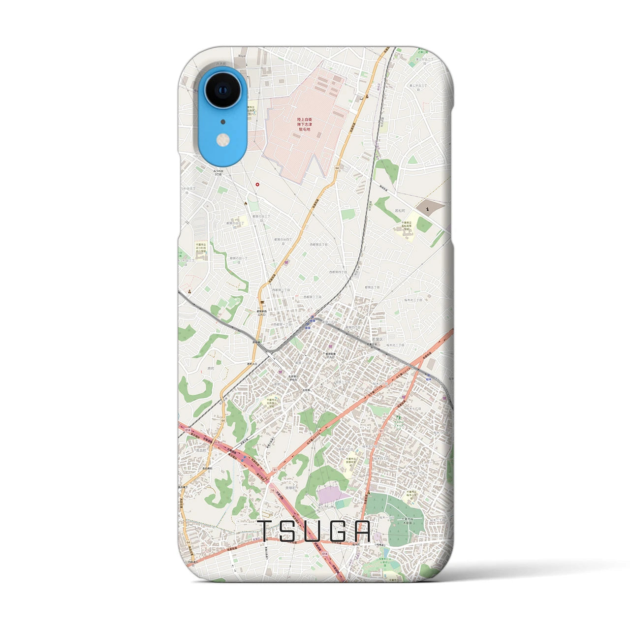 【都賀(千葉県)】地図柄iPhoneケース(バックカバータイプ)