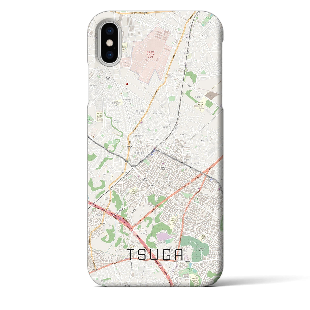 【都賀(千葉県)】地図柄iPhoneケース(バックカバータイプ)