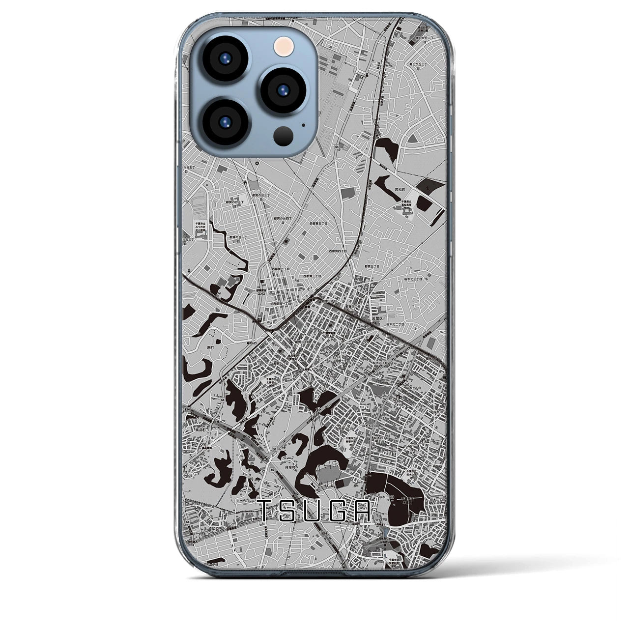 【都賀(千葉県)】地図柄iPhoneケース(クリアタイプ)