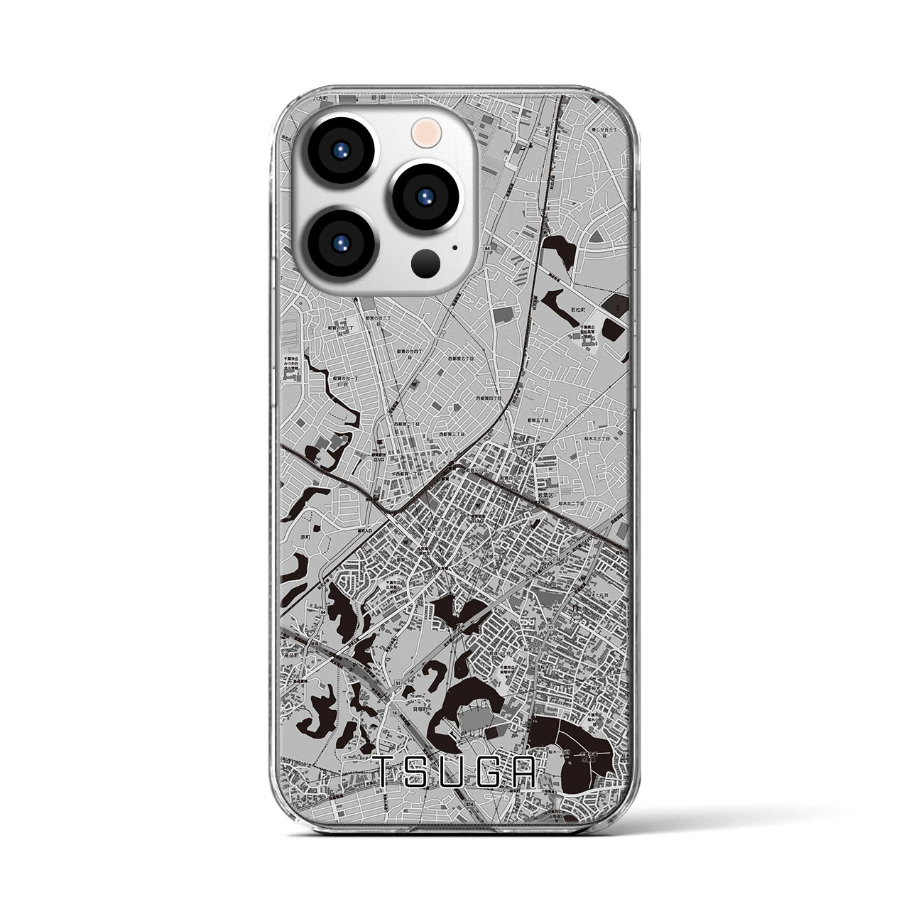 【都賀(千葉県)】地図柄iPhoneケース(クリアタイプ)