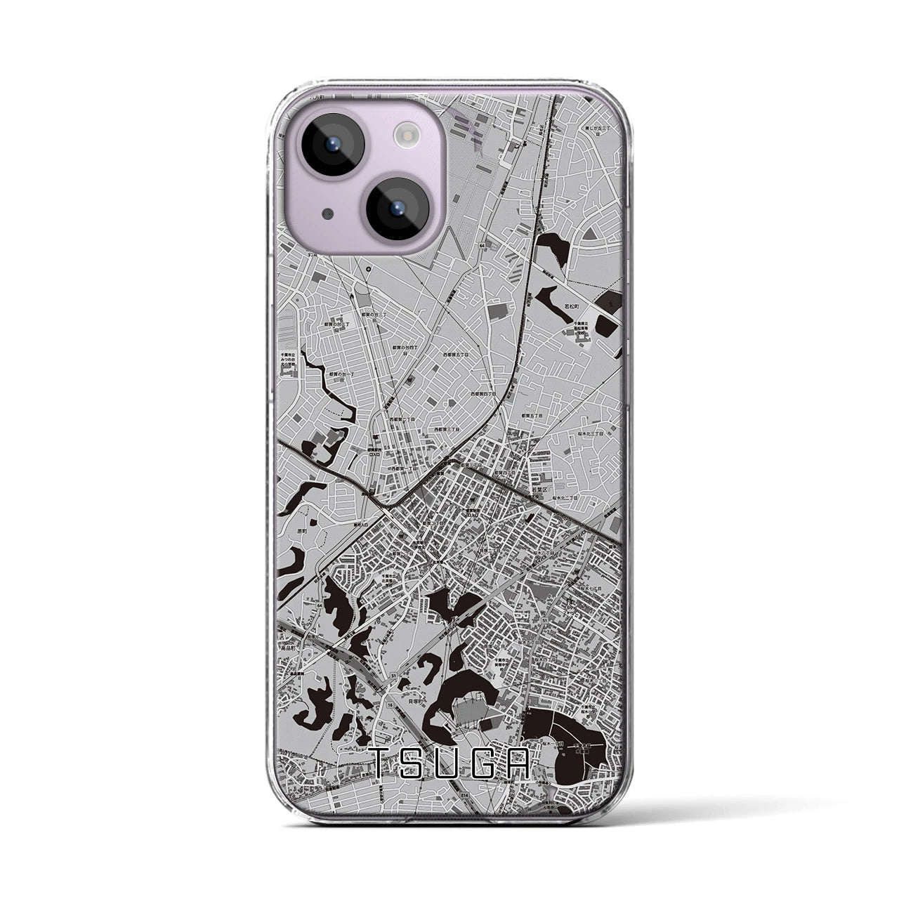 【都賀(千葉県)】地図柄iPhoneケース(クリアタイプ)