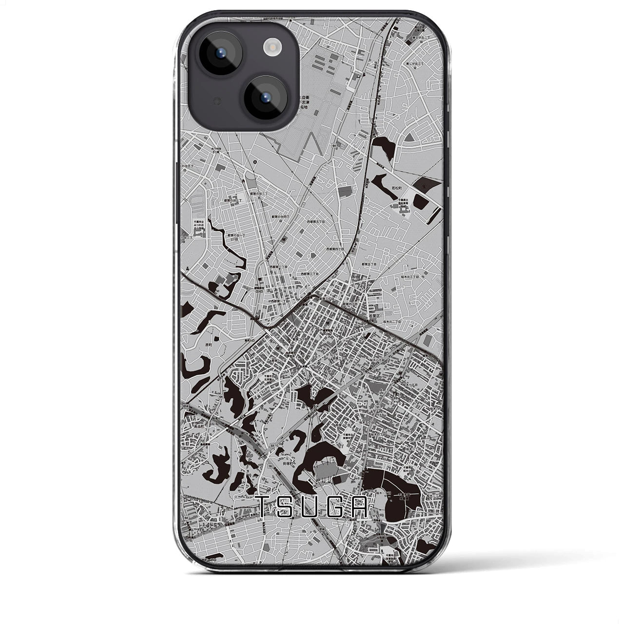 【都賀(千葉県)】地図柄iPhoneケース(クリアタイプ)