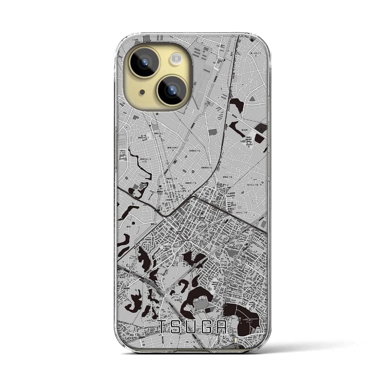 【都賀(千葉県)】地図柄iPhoneケース(クリアタイプ)
