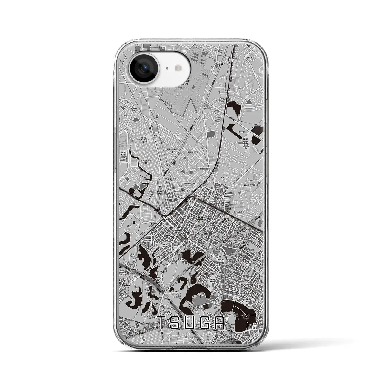 【都賀(千葉県)】地図柄iPhoneケース(クリアタイプ)