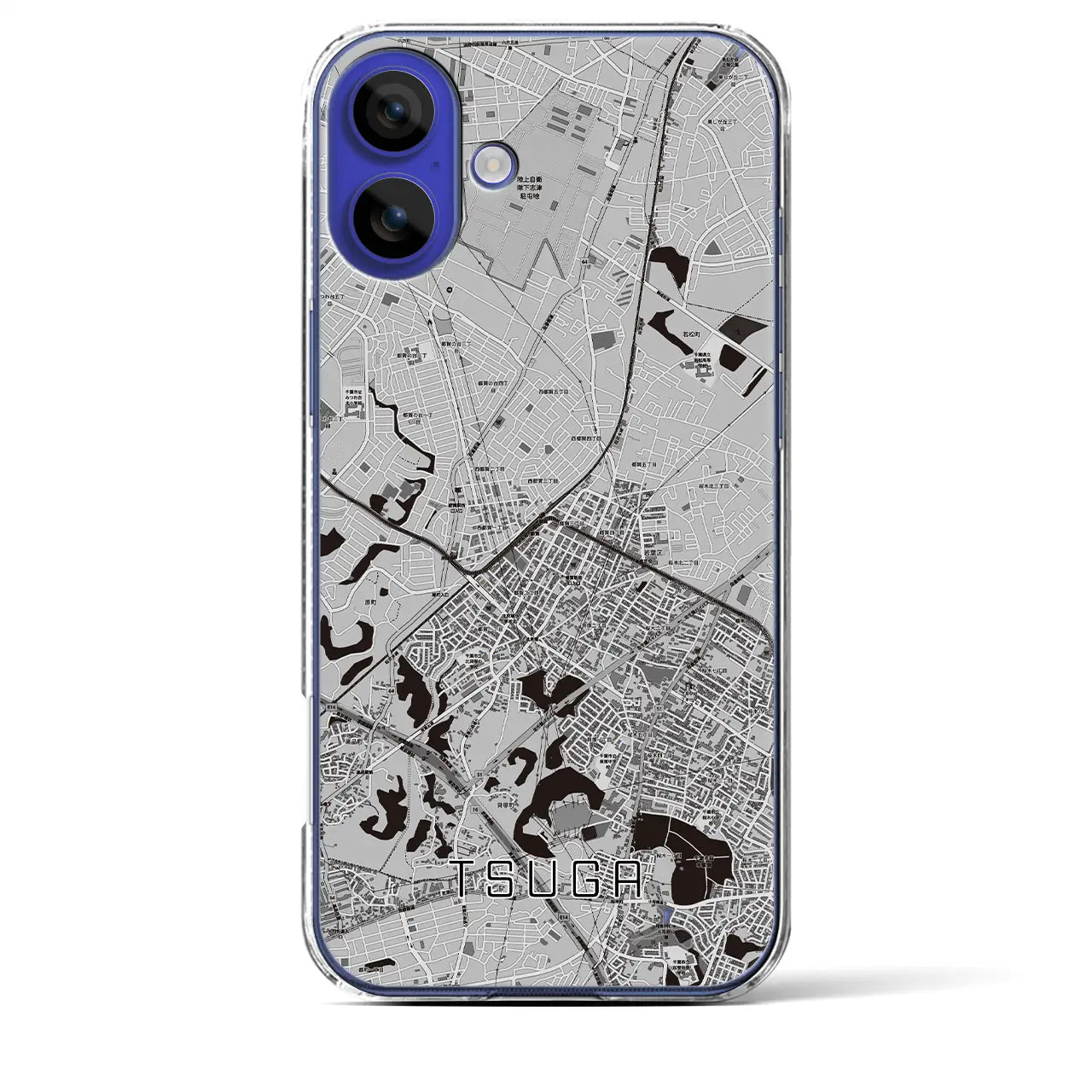 【都賀(千葉県)】地図柄iPhoneケース(クリアタイプ)