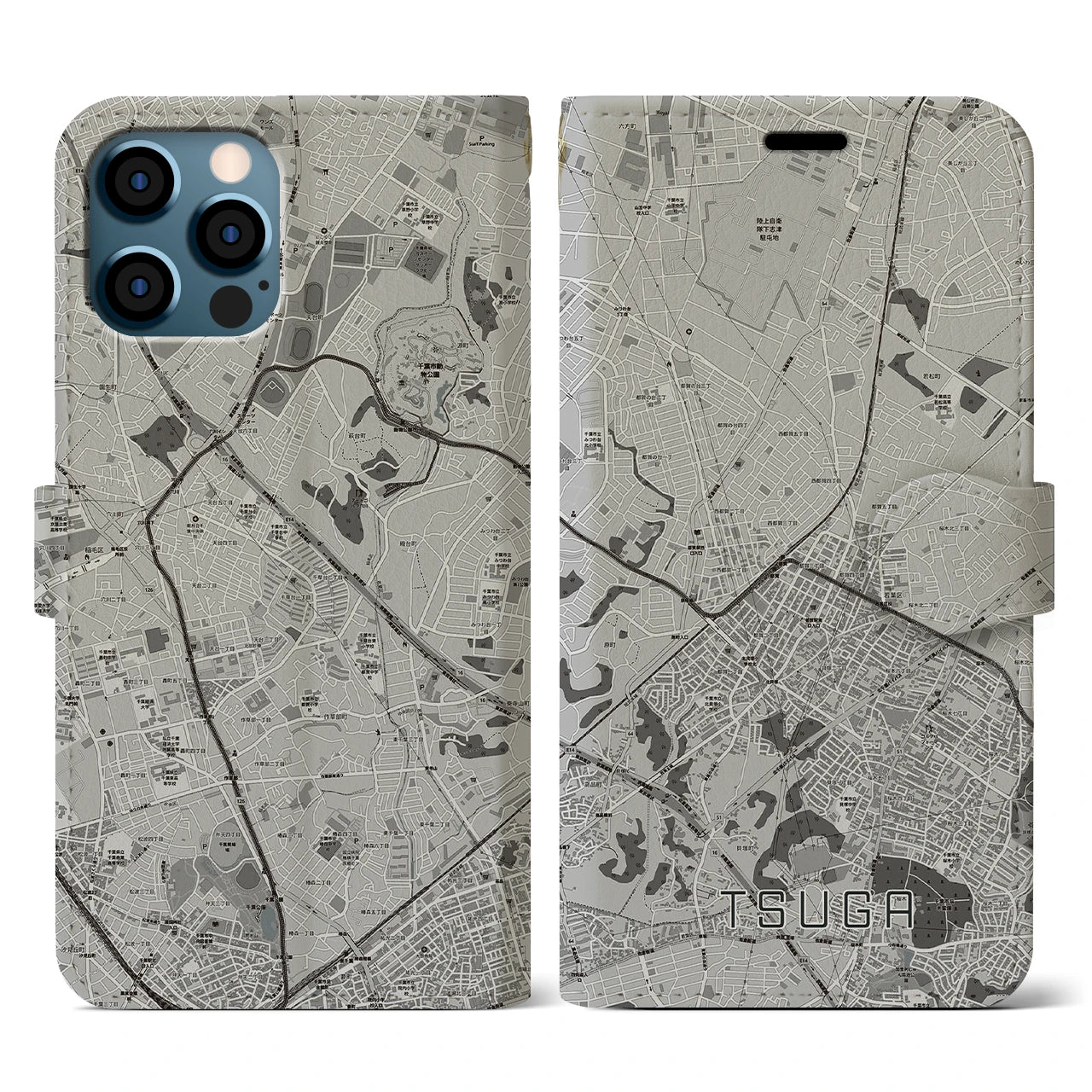 【都賀(千葉県)】地図柄iPhoneケース(手帳タイプ)