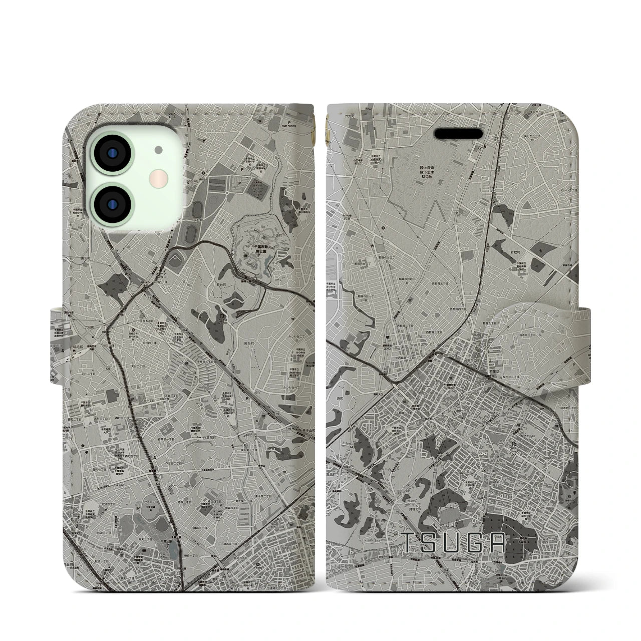 【都賀(千葉県)】地図柄iPhoneケース(手帳タイプ)