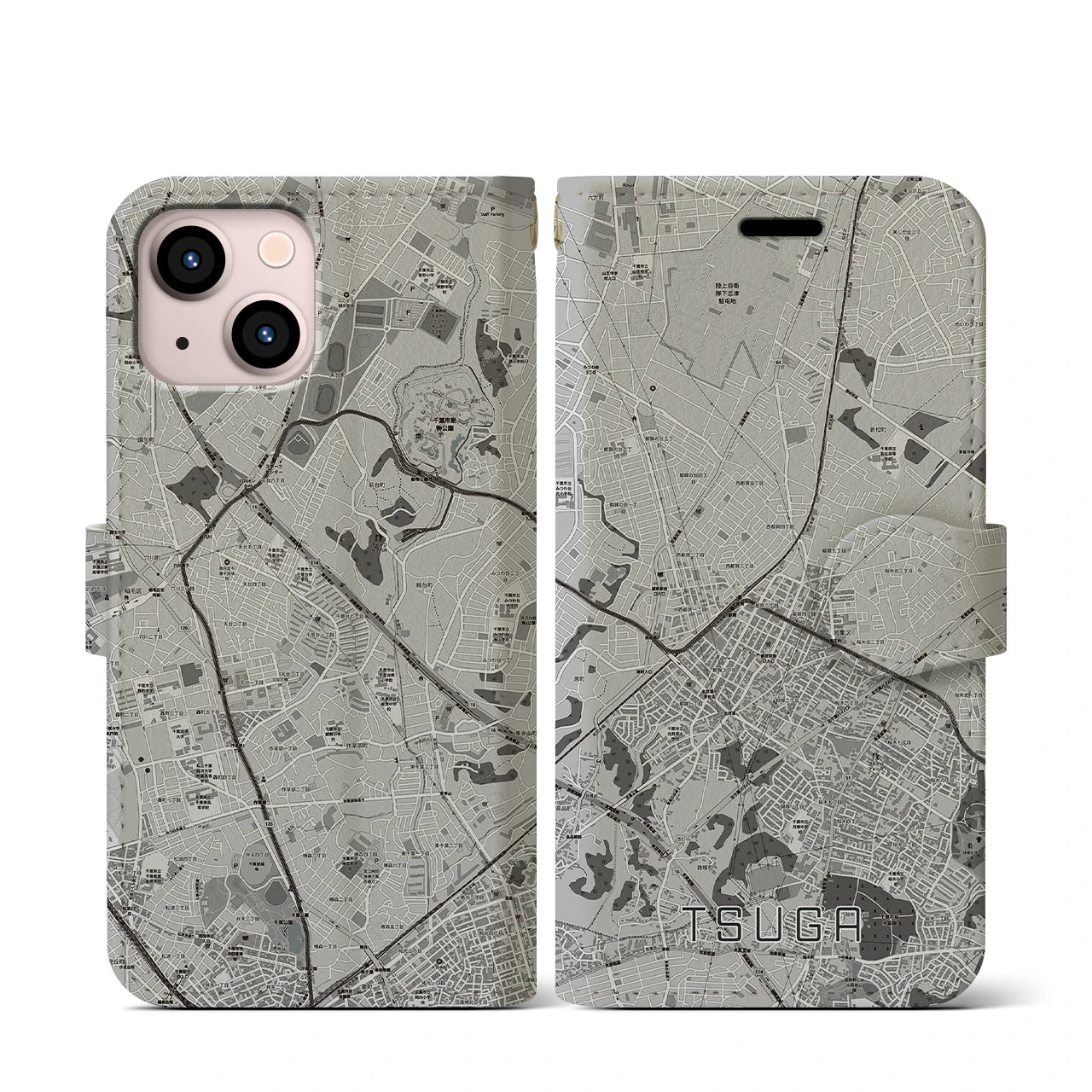 【都賀(千葉県)】地図柄iPhoneケース(手帳タイプ)