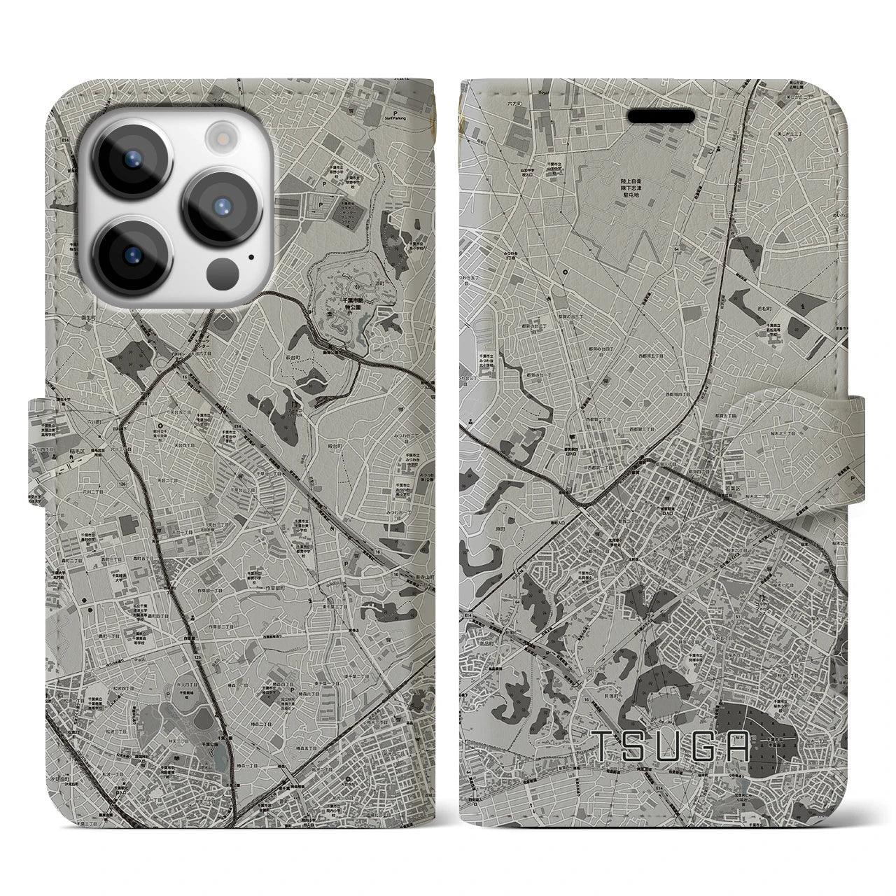 【都賀(千葉県)】地図柄iPhoneケース(手帳タイプ)