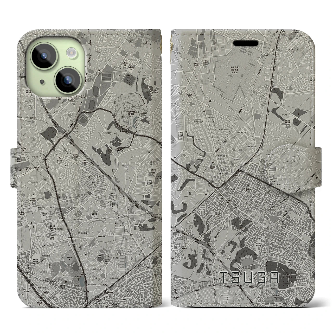 【都賀(千葉県)】地図柄iPhoneケース(手帳タイプ)