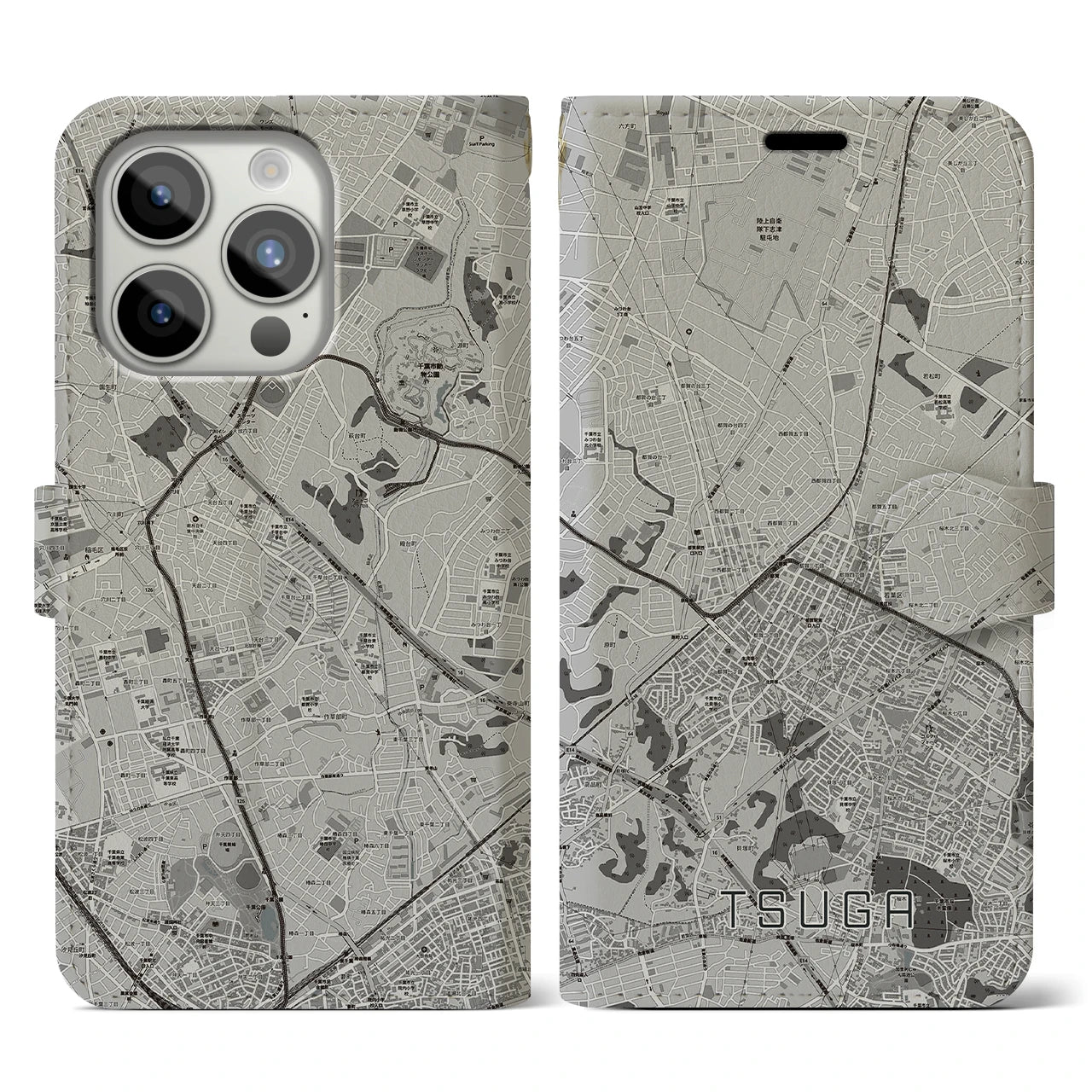 【都賀(千葉県)】地図柄iPhoneケース(手帳タイプ)