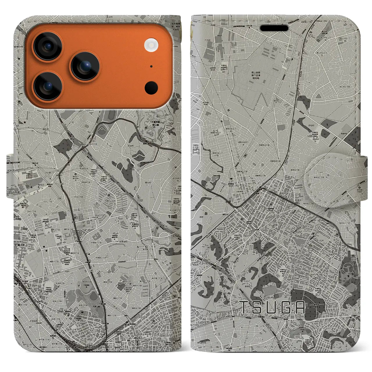 【都賀(千葉県)】地図柄iPhoneケース(手帳タイプ)