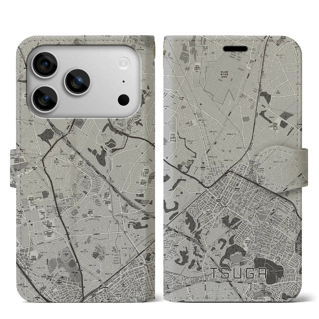 【都賀(千葉県)】地図柄iPhoneケース(手帳タイプ)