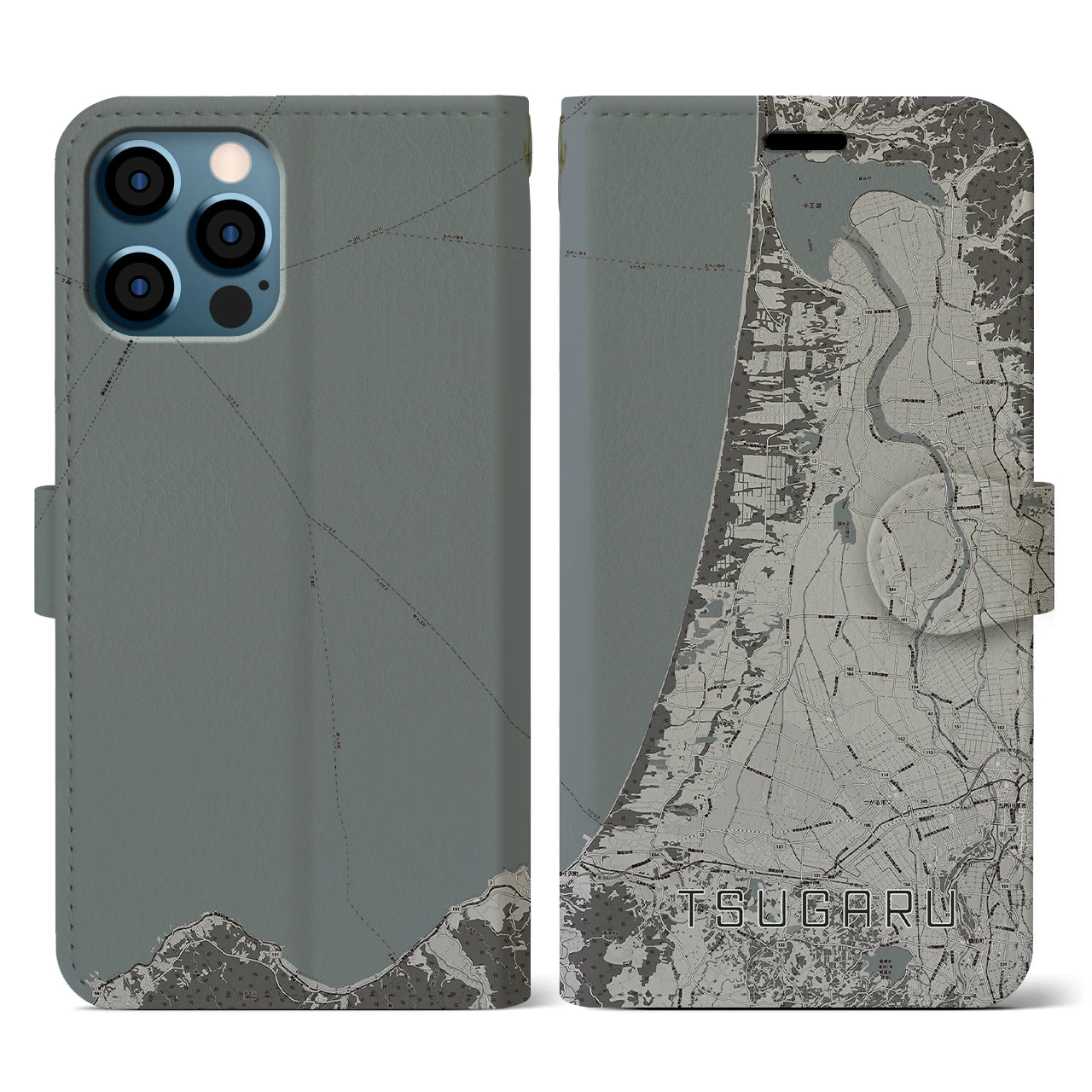 【つがる(青森県)】地図柄iPhoneケース(手帳タイプ)