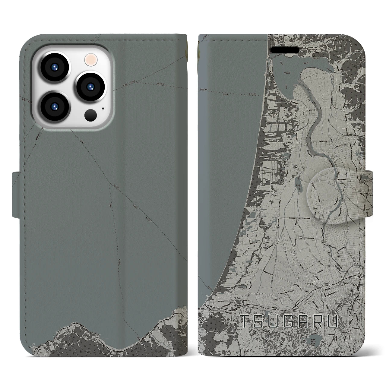 【つがる(青森県)】地図柄iPhoneケース(手帳タイプ)