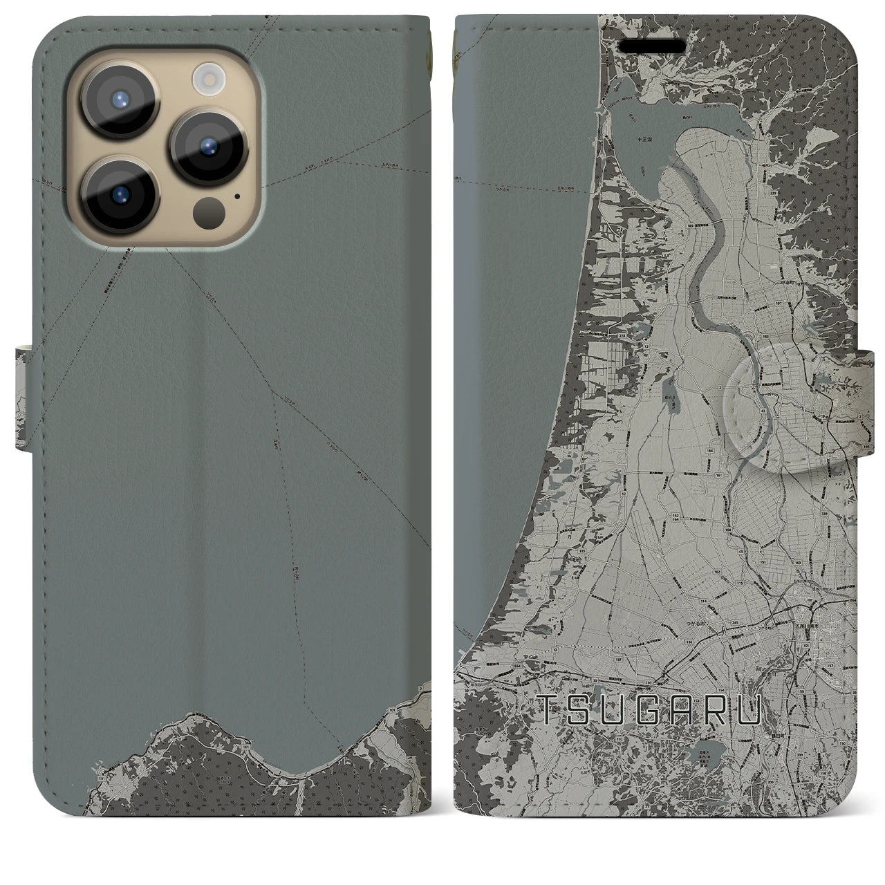 【つがる(青森県)】地図柄iPhoneケース(手帳タイプ)