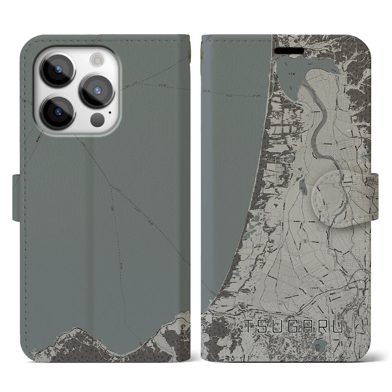 【つがる(青森県)】地図柄iPhoneケース(手帳タイプ)