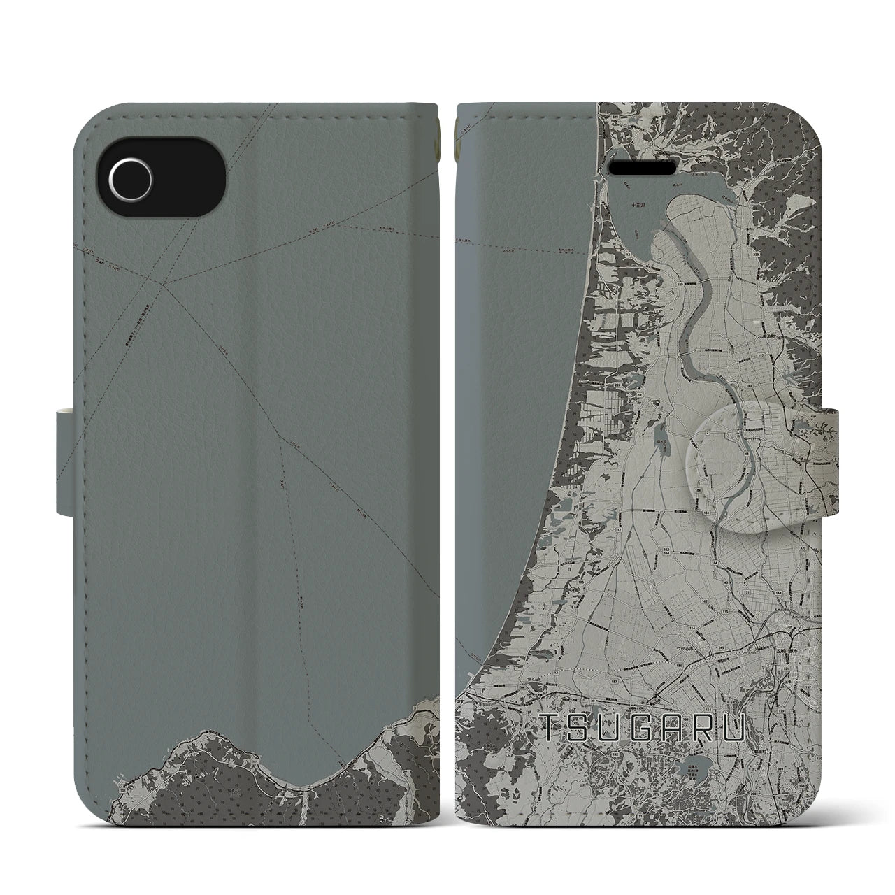 【つがる(青森県)】地図柄iPhoneケース(手帳タイプ)