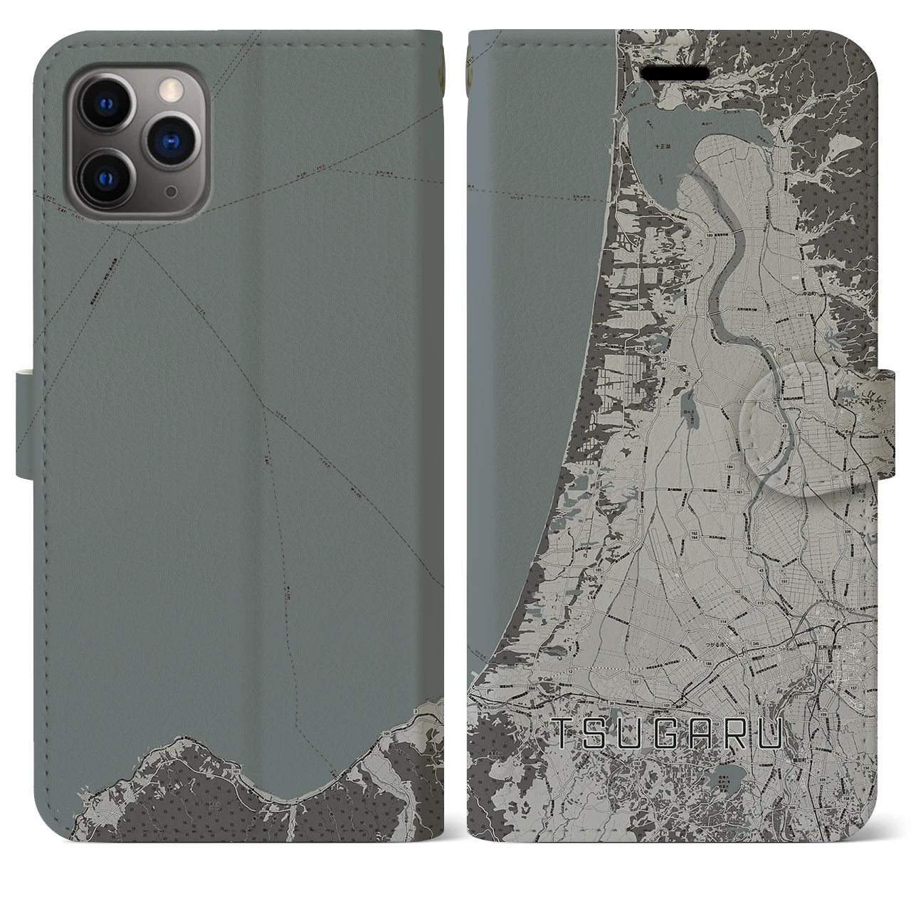 【つがる(青森県)】地図柄iPhoneケース(手帳タイプ)