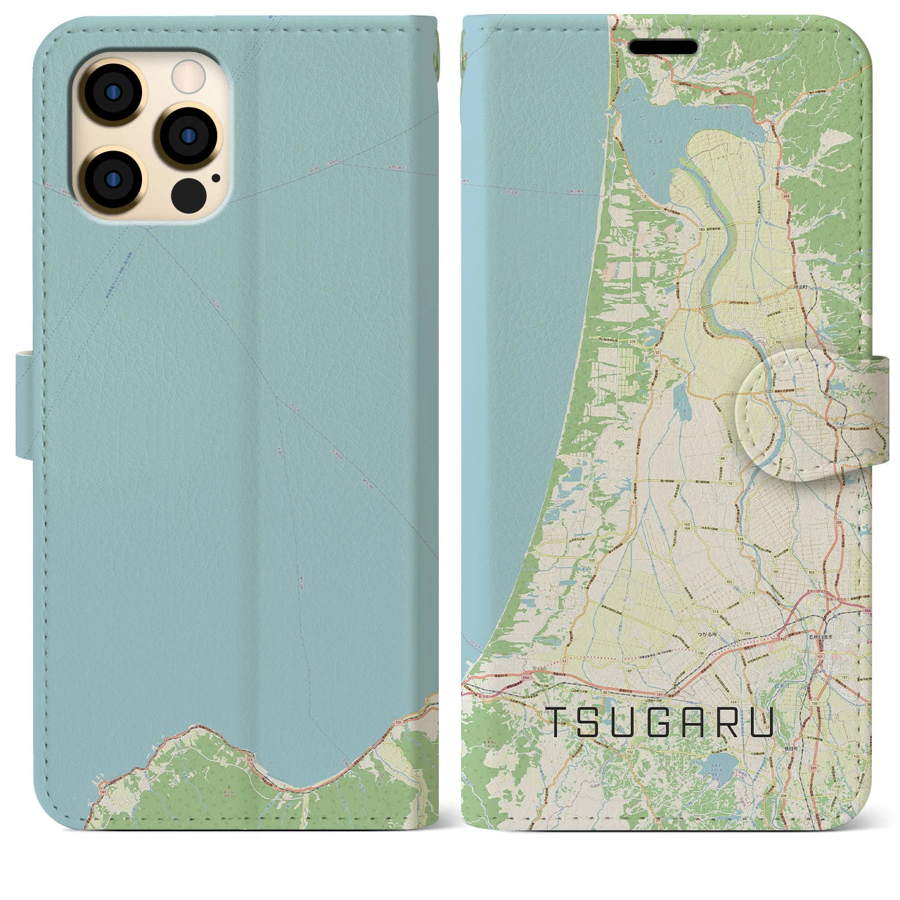 【つがる(青森県)】地図柄iPhoneケース(手帳タイプ)