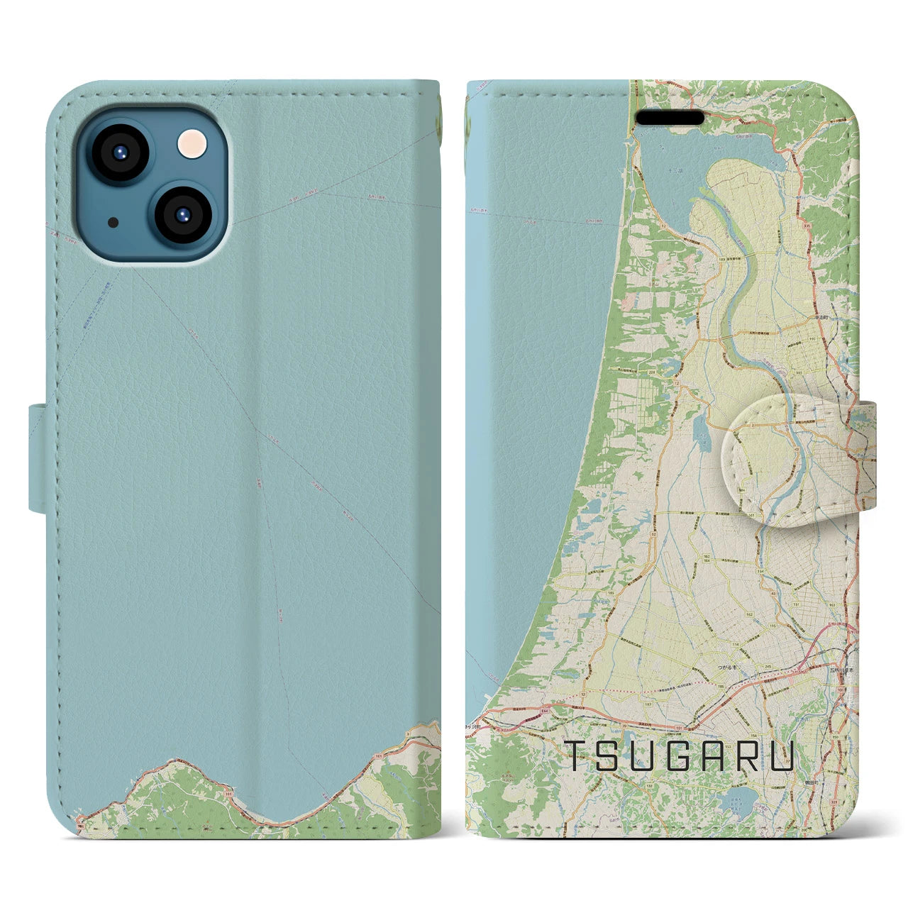 【つがる(青森県)】地図柄iPhoneケース(手帳タイプ)