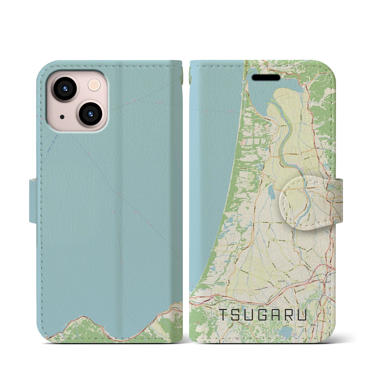 【つがる(青森県)】地図柄iPhoneケース(手帳タイプ)