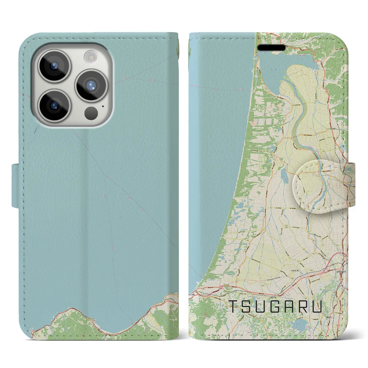 【つがる(青森県)】地図柄iPhoneケース(手帳タイプ)