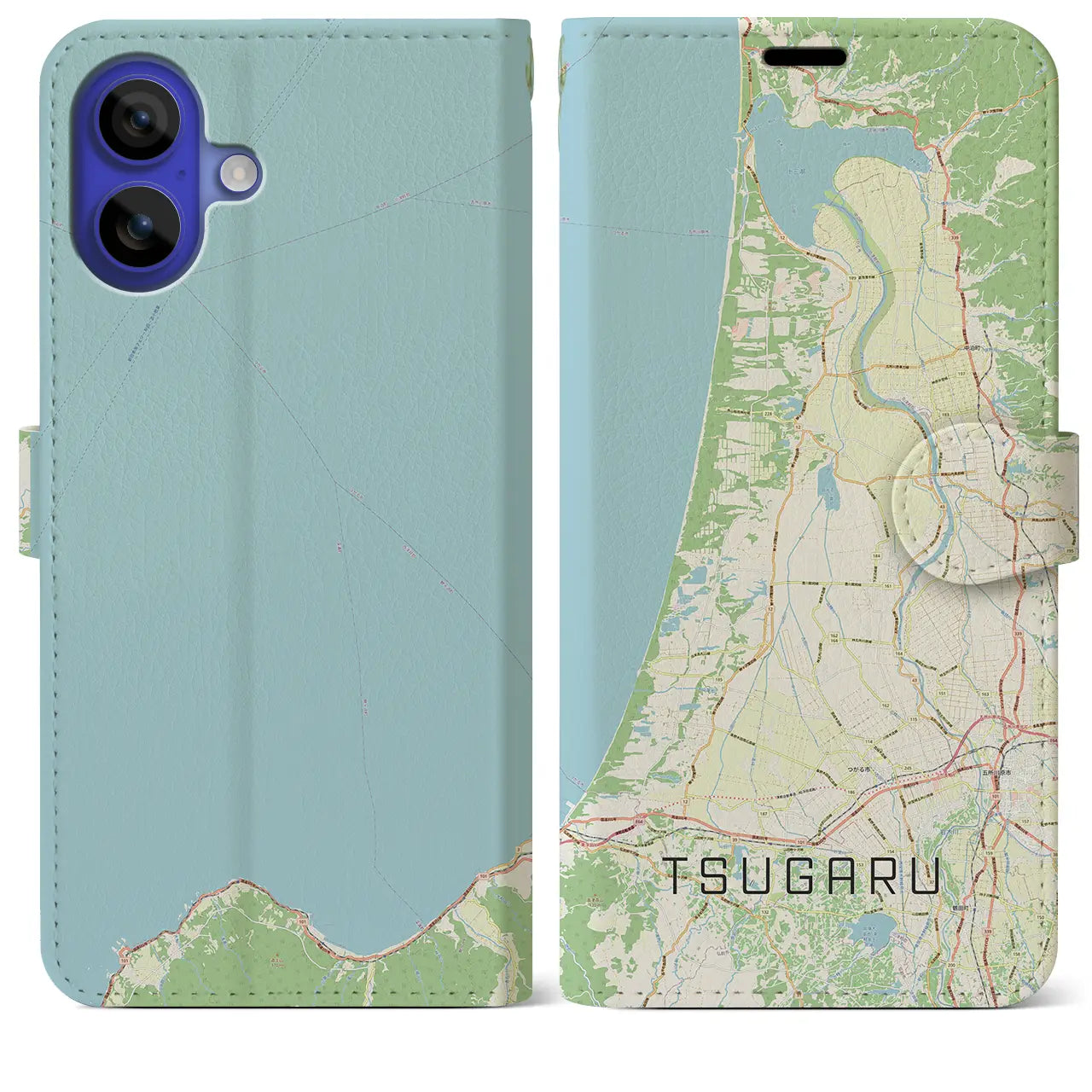 【つがる(青森県)】地図柄iPhoneケース(手帳タイプ)ナチュラル・iPhone 16 Pro Max 用