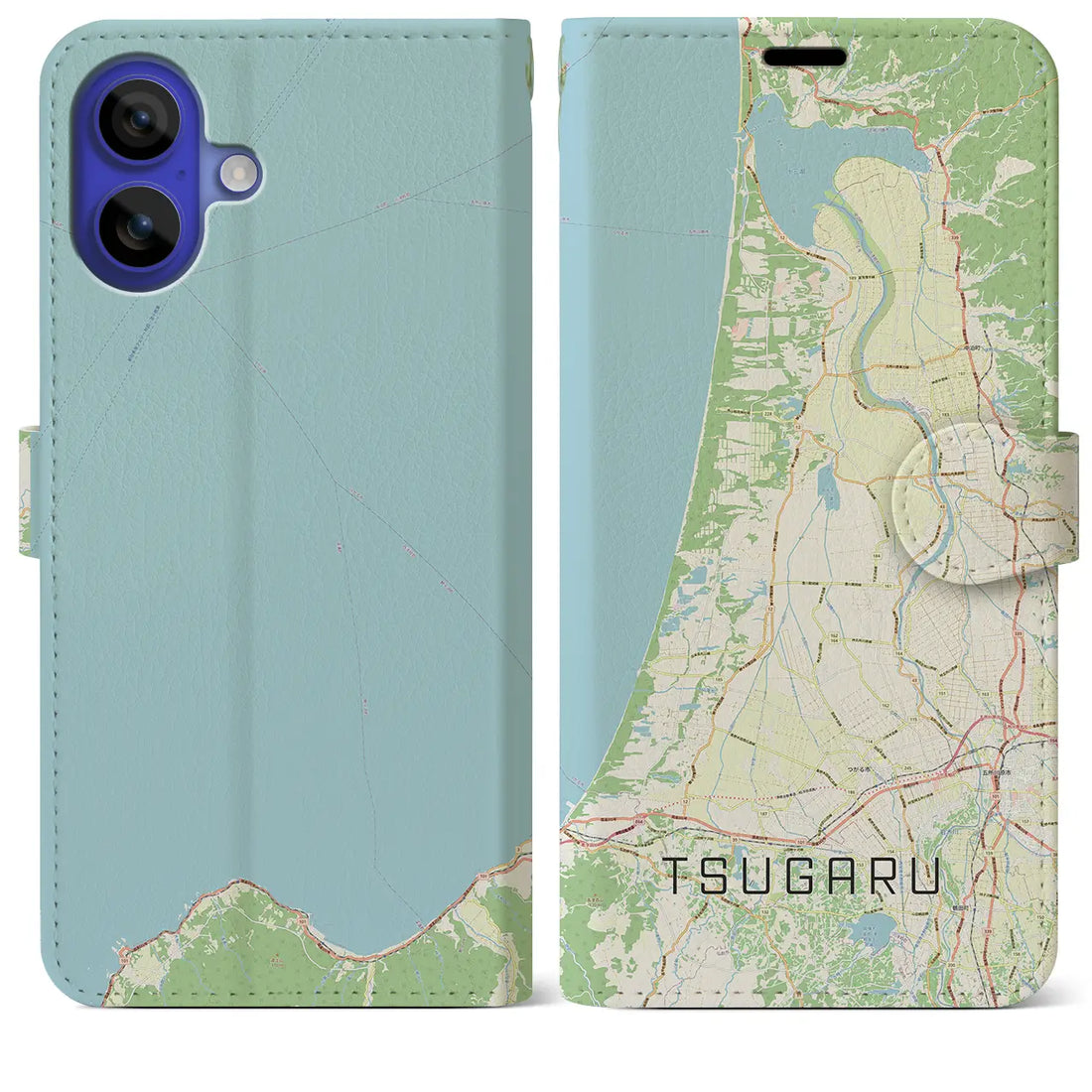 【つがる(青森県)】地図柄iPhoneケース(手帳タイプ)ナチュラル・iPhone 16 Pro Max 用