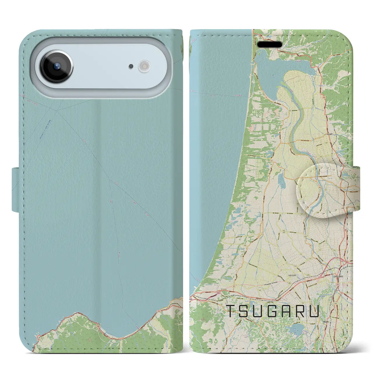 【つがる(青森県)】地図柄iPhoneケース(手帳タイプ)