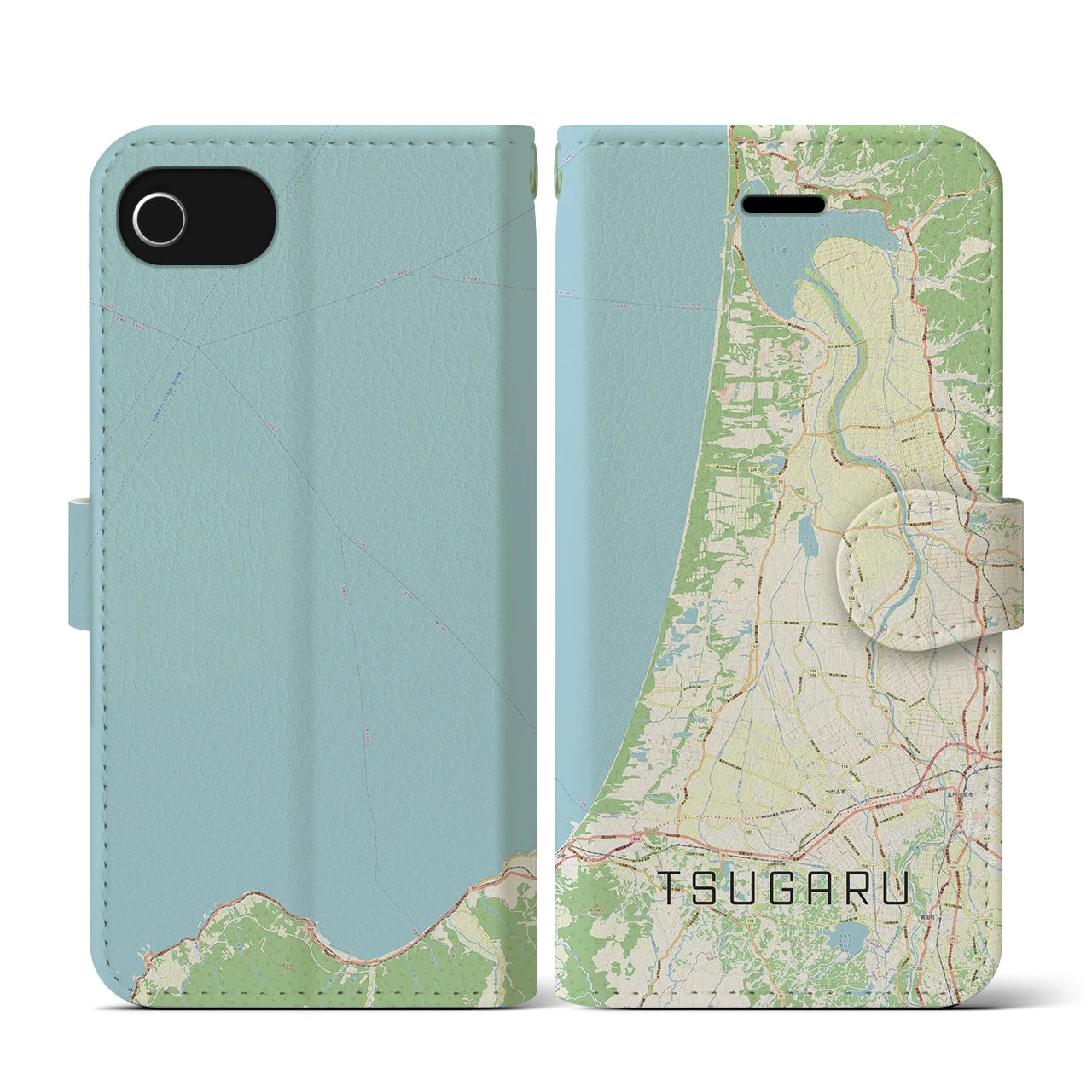 【つがる(青森県)】地図柄iPhoneケース(手帳タイプ)