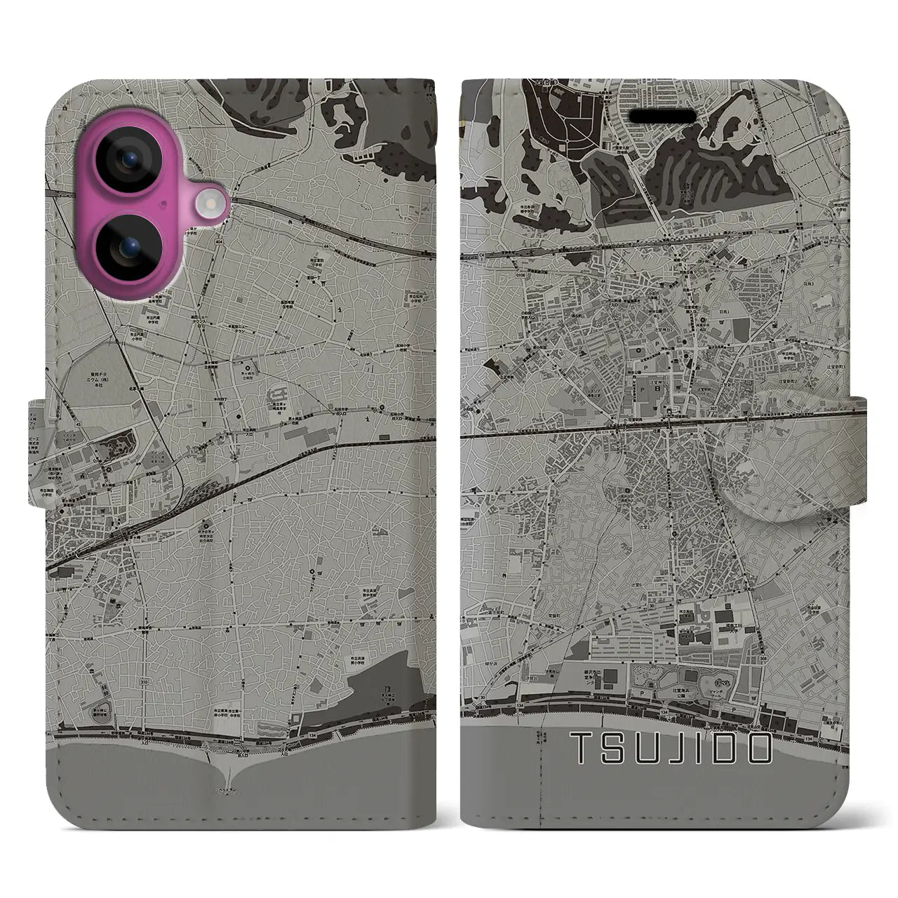 【辻堂(神奈川県)】地図柄iPhoneケース(手帳タイプ)