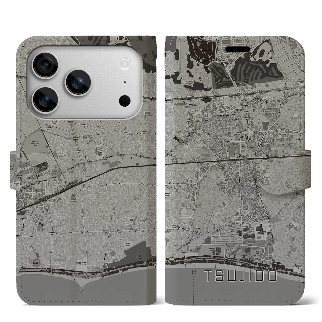 【辻堂(神奈川県)】地図柄iPhoneケース(手帳タイプ)