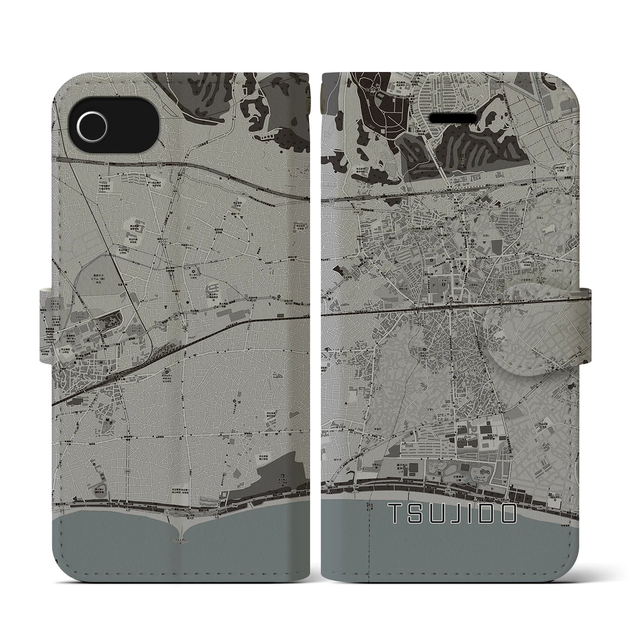 【辻堂(神奈川県)】地図柄iPhoneケース(手帳タイプ)
