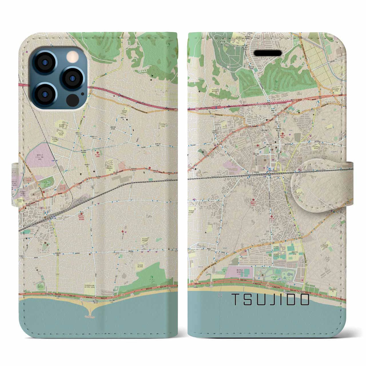 【辻堂(神奈川県)】地図柄iPhoneケース(手帳タイプ)