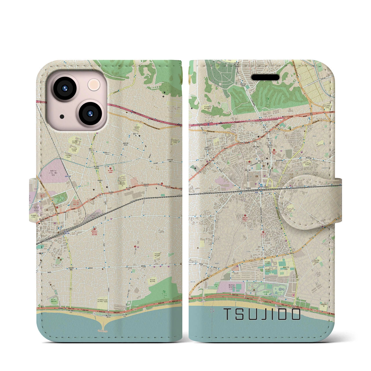 【辻堂(神奈川県)】地図柄iPhoneケース(手帳タイプ)