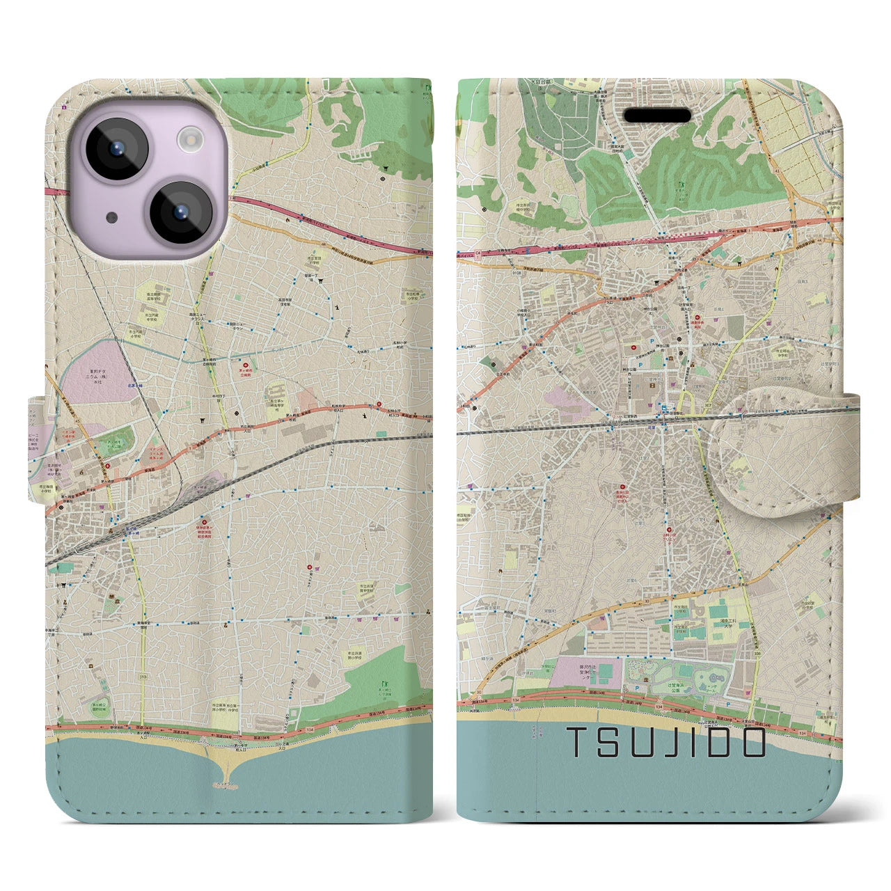 【辻堂(神奈川県)】地図柄iPhoneケース(手帳タイプ)