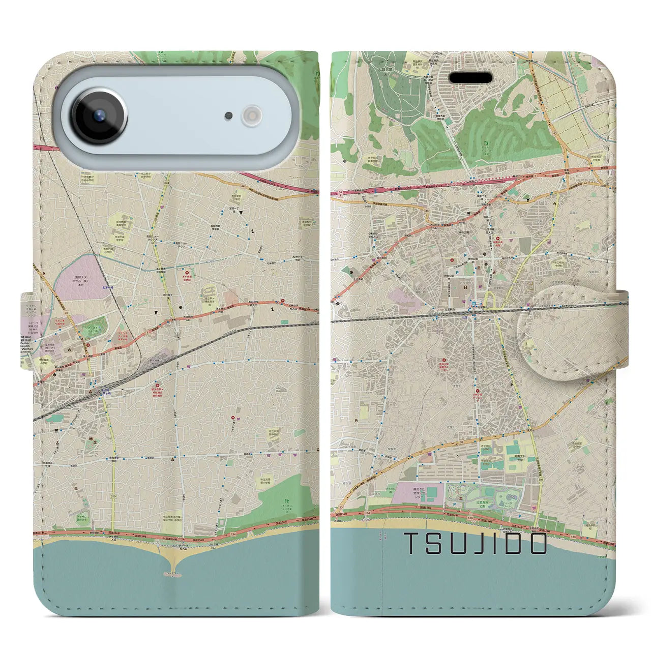 【辻堂(神奈川県)】地図柄iPhoneケース(手帳タイプ)