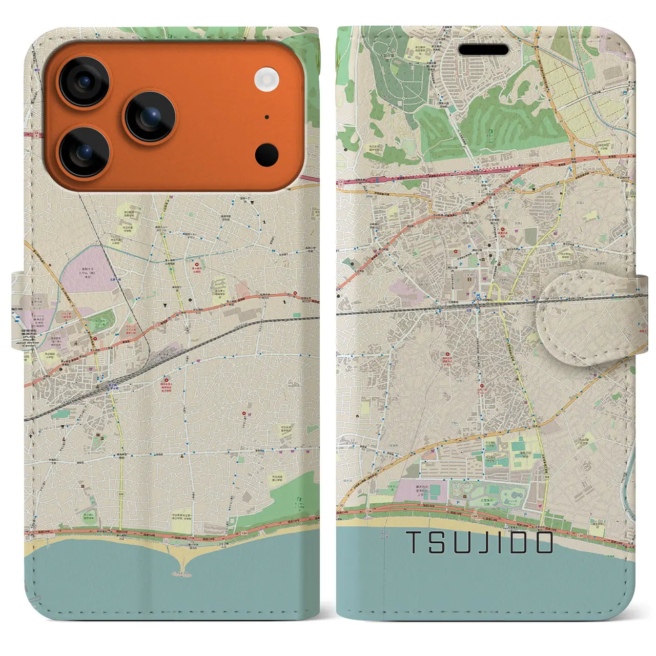 【辻堂(神奈川県)】地図柄iPhoneケース(手帳タイプ)